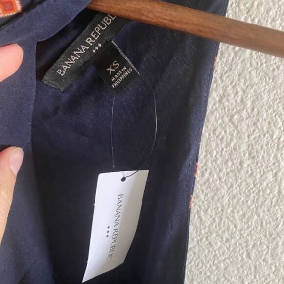 Banana Republic Navy & Orange Halter Top Sleeveless Blouse - Picture 3 of 4